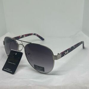 Giselle Contemporary Collection Aviator Sunglasses – UV400 Protection, Floral Ar
